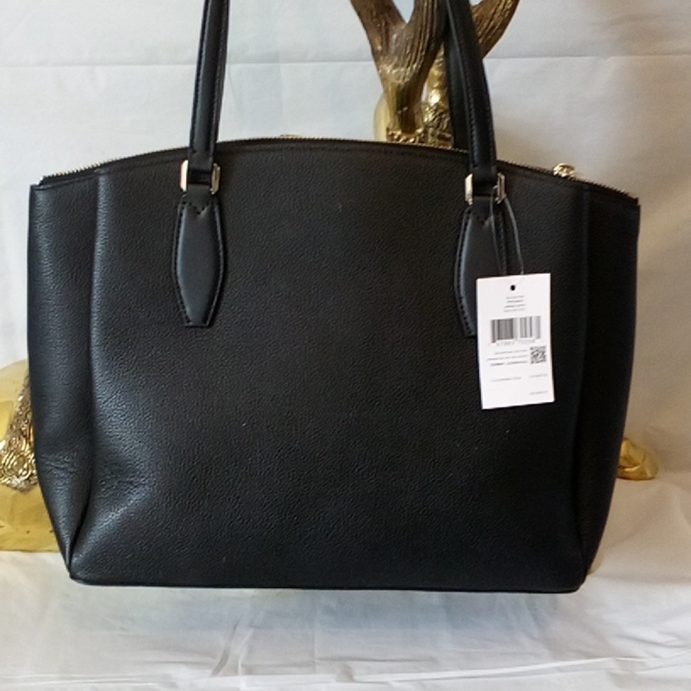 Kate Spade large 3 compartment bag in black pen led leather tote NWT - Picture 6 of 9